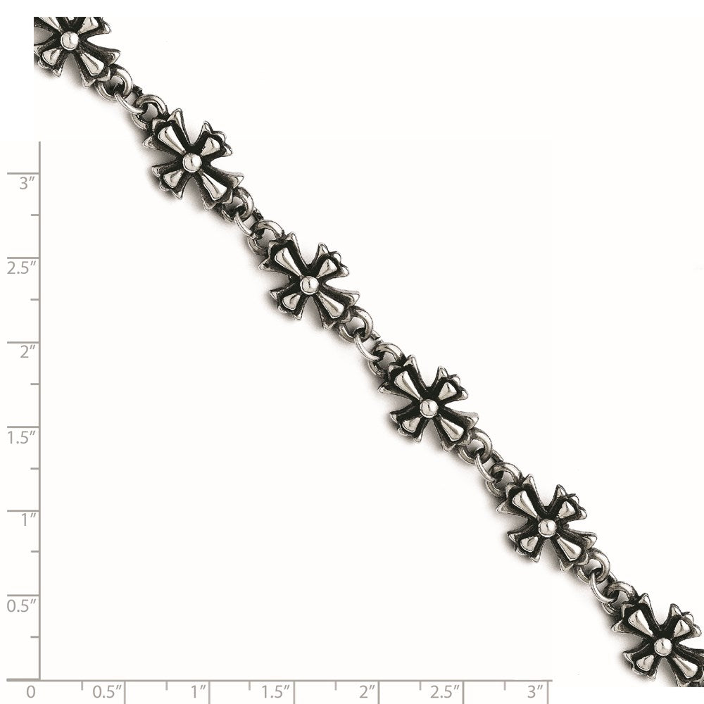 8.5 Zoll Edelstahl Antikisiert Crosses Armband