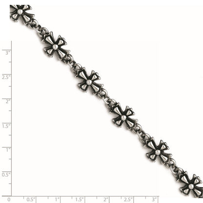 8.5 Zoll Edelstahl Antikisiert Crosses Armband