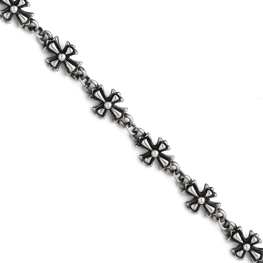 8.5 Zoll Edelstahl Antikisiert Crosses Armband