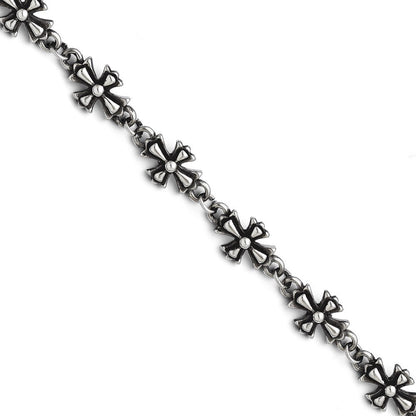 8.5 Zoll Edelstahl Antikisiert Crosses Armband