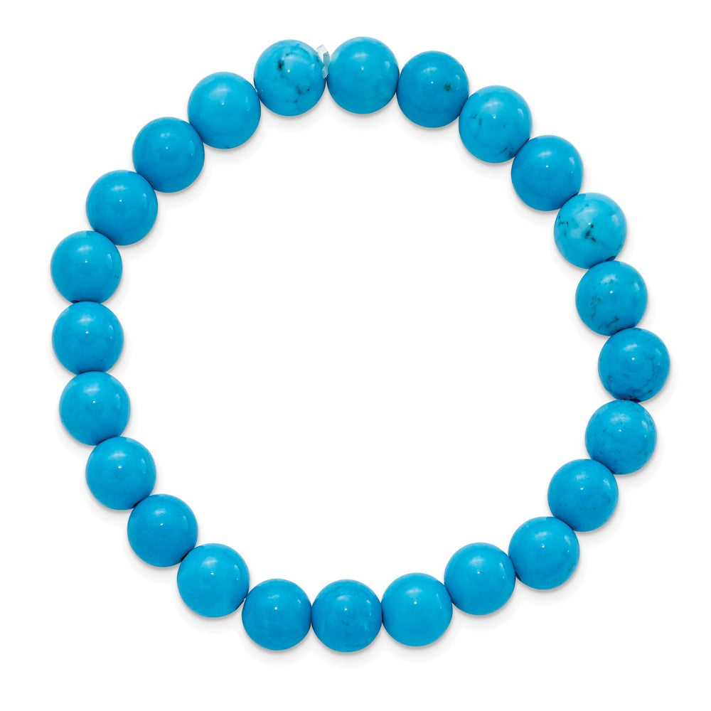 Mode Chisel 8mm Dyed Howlite Türkis Farbe Dehnbar Armband