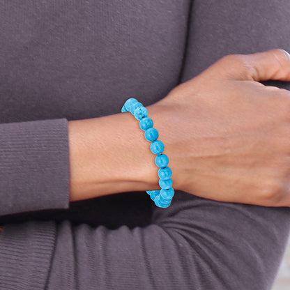 Mode Chisel 8mm Dyed Howlite Türkis Farbe Dehnbar Armband