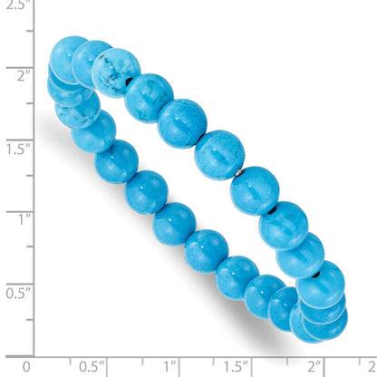Mode Chisel 8mm Dyed Howlite Türkis Farbe Dehnbar Armband