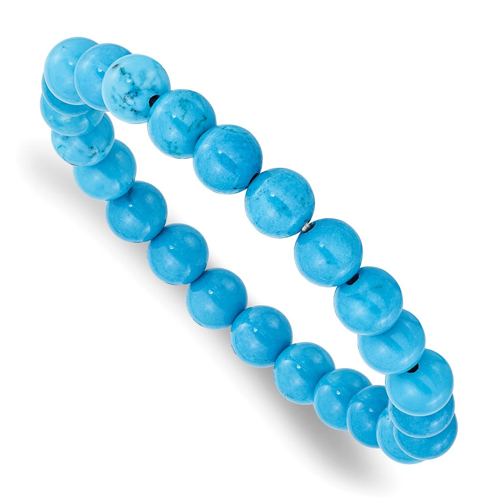 Mode Chisel 8mm Dyed Howlite Türkis Farbe Dehnbar Armband