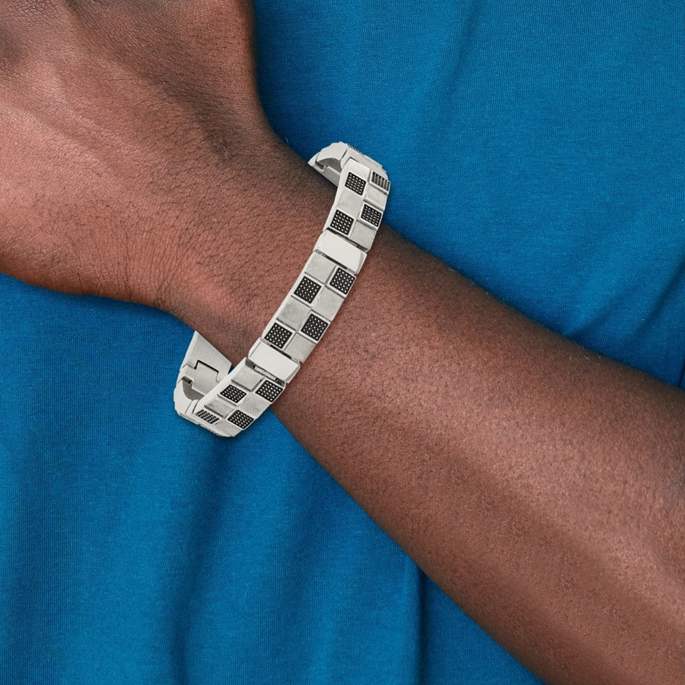 8.25 Zoll Edelstahl Antikisiert Gebürstet und Poliert 8.25 Zoll Armband