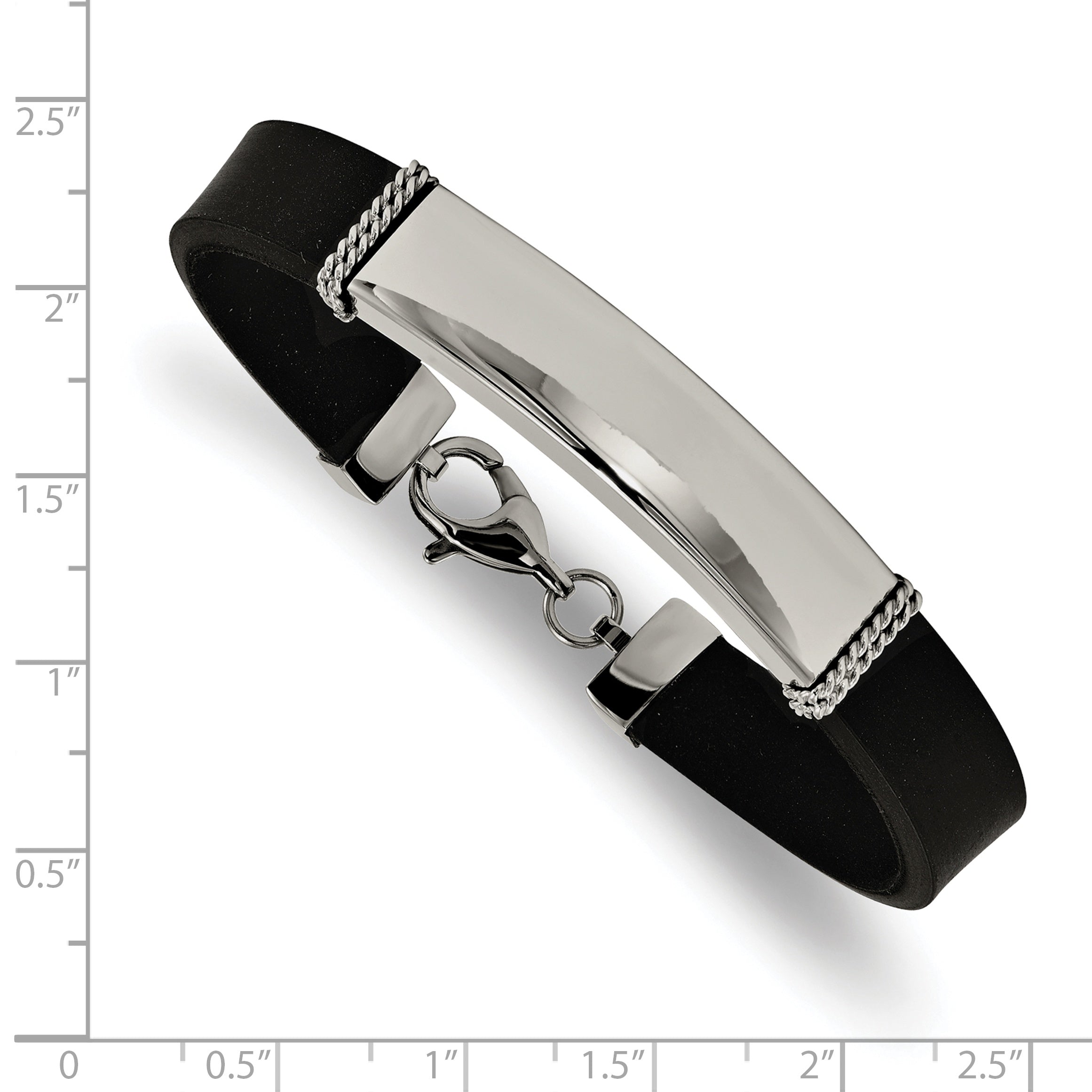 Edelstahl Poliert Gummi Id Armband