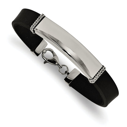 Edelstahl Poliert Gummi Id Armband