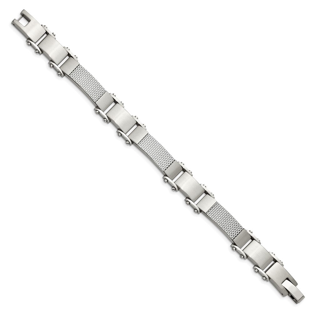 Edelstahl Chisel Poliert mit Massiv Grau Karbon Faser 9 Zoll Glieder Armband