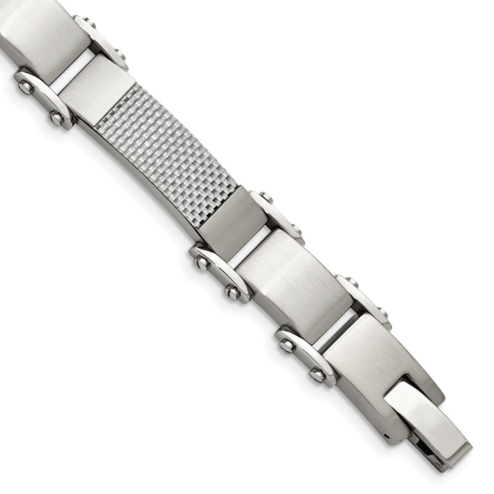 Edelstahl Chisel Poliert mit Massiv Grau Karbon Faser 9 Zoll Glieder Armband