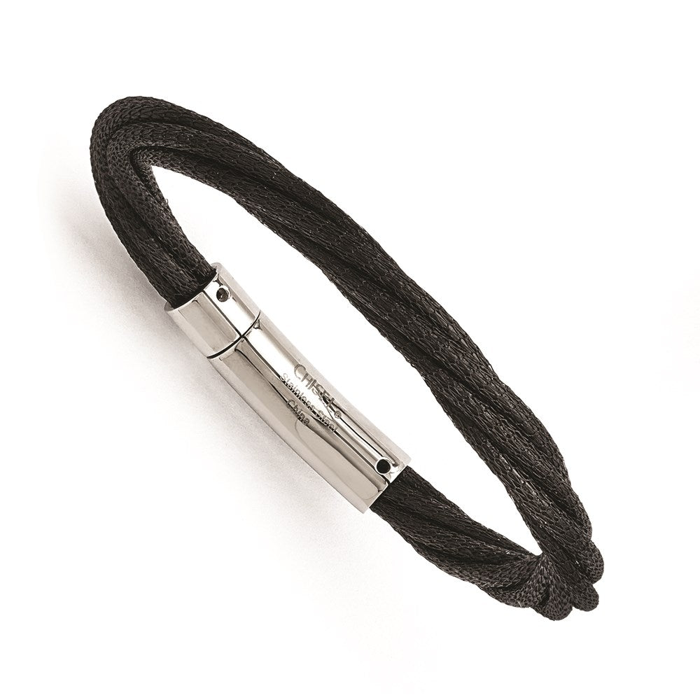 7.5 Zoll Edelstahl Poliert Schwarz Ip-beschichtet Netz Armband
