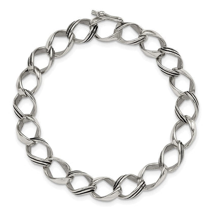 Edelstahl Chisel Poliert und Antikisiert 8.25 Zoll Fantasieglieder Armband