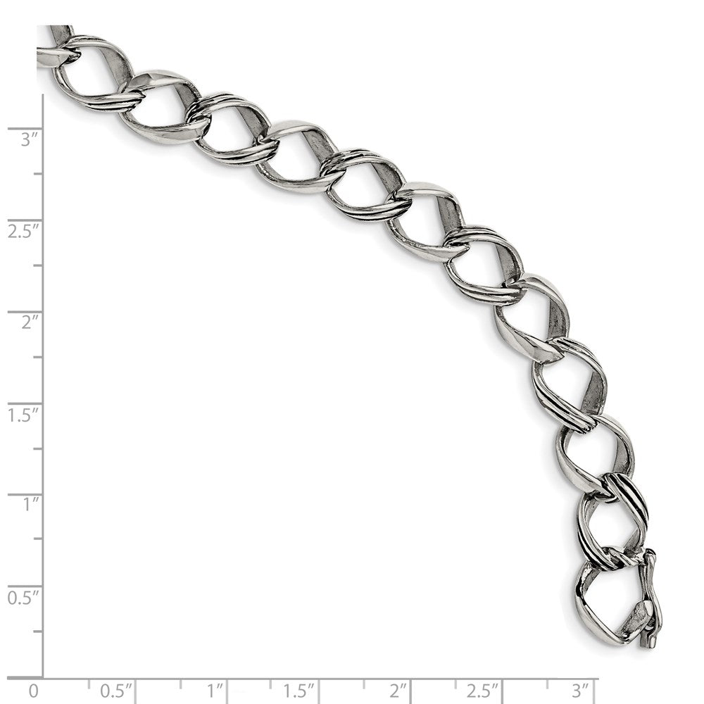 Edelstahl Chisel Poliert und Antikisiert 8.25 Zoll Fantasieglieder Armband
