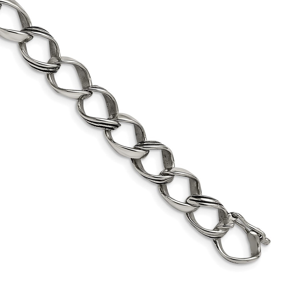 Edelstahl Chisel Poliert und Antikisiert 8.25 Zoll Fantasieglieder Armband