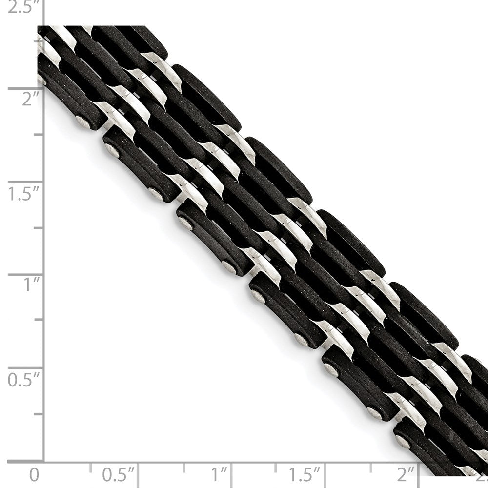 Edelstahl Chisel Poliert mit Schwarz Gummi 8.25 Zoll Glieder Armband
