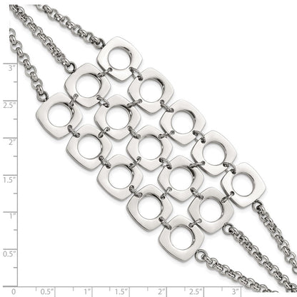 7.5 Zoll Edelstahl Poliert Fantasie Drei Strang Quadratisch Knebel Armband