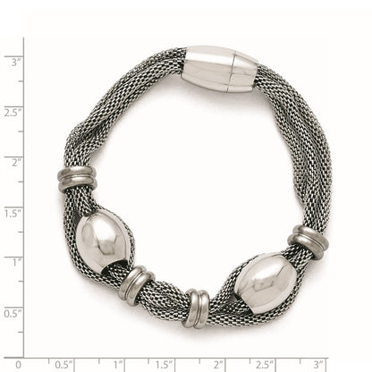 8.5 Zoll Edelstahl Poliert und Gebürstet Perlen Gedreht Armband