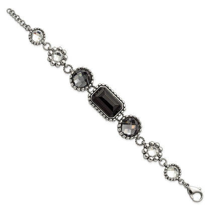 9 Zoll Edelstahl Poliert/antiqued Glas Gekugelt mit 1 Zoll Verlängerung. Armband