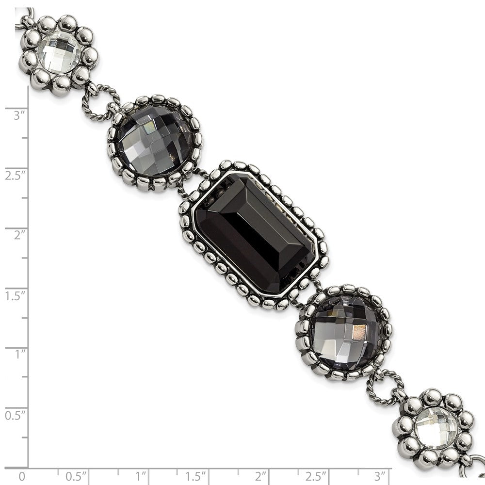 9 Zoll Edelstahl Poliert/antiqued Glas Gekugelt mit 1 Zoll Verlängerung. Armband