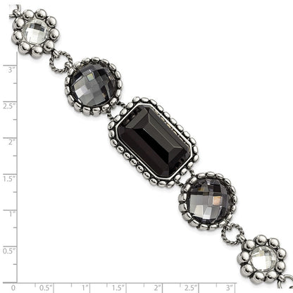 9 Zoll Edelstahl Poliert/antiqued Glas Gekugelt mit 1 Zoll Verlängerung. Armband