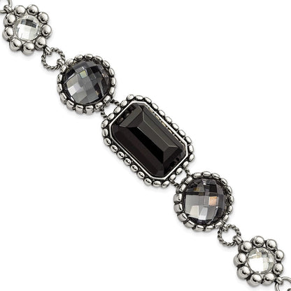 9 Zoll Edelstahl Poliert/antiqued Glas Gekugelt mit 1 Zoll Verlängerung. Armband