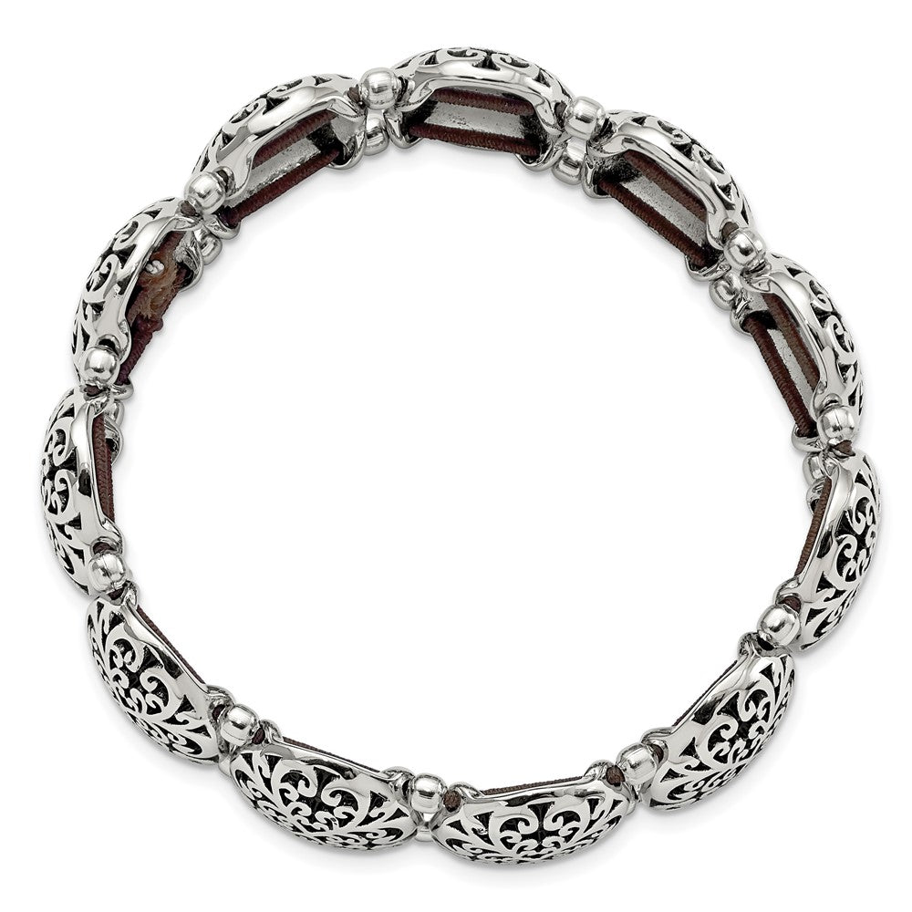 Edelstahl Antikisiert und Poliert Oval Dehnbar Armband