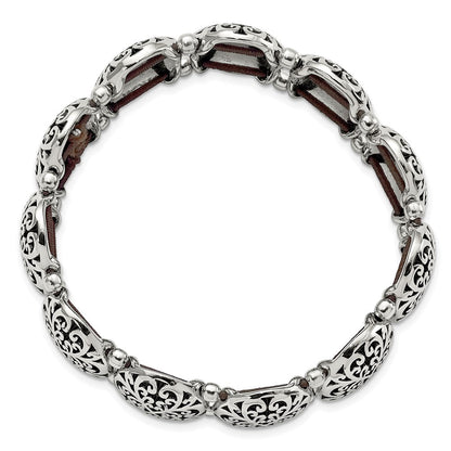 Edelstahl Antikisiert und Poliert Oval Dehnbar Armband
