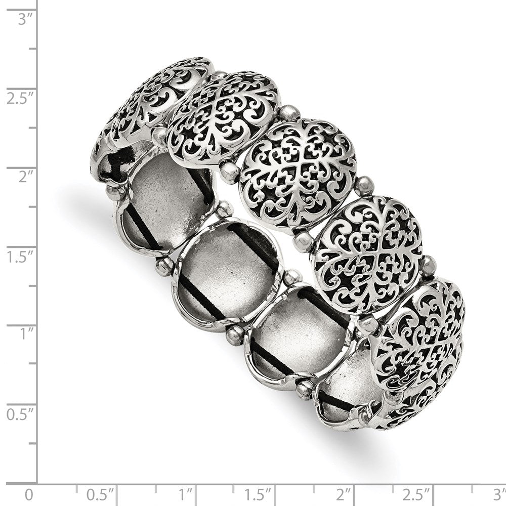 Edelstahl Antikisiert und Poliert Oval Dehnbar Armband