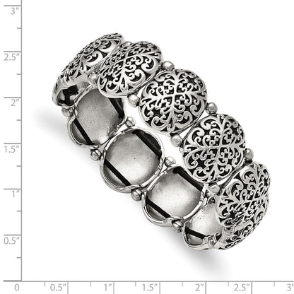 Edelstahl Antikisiert und Poliert Oval Dehnbar Armband