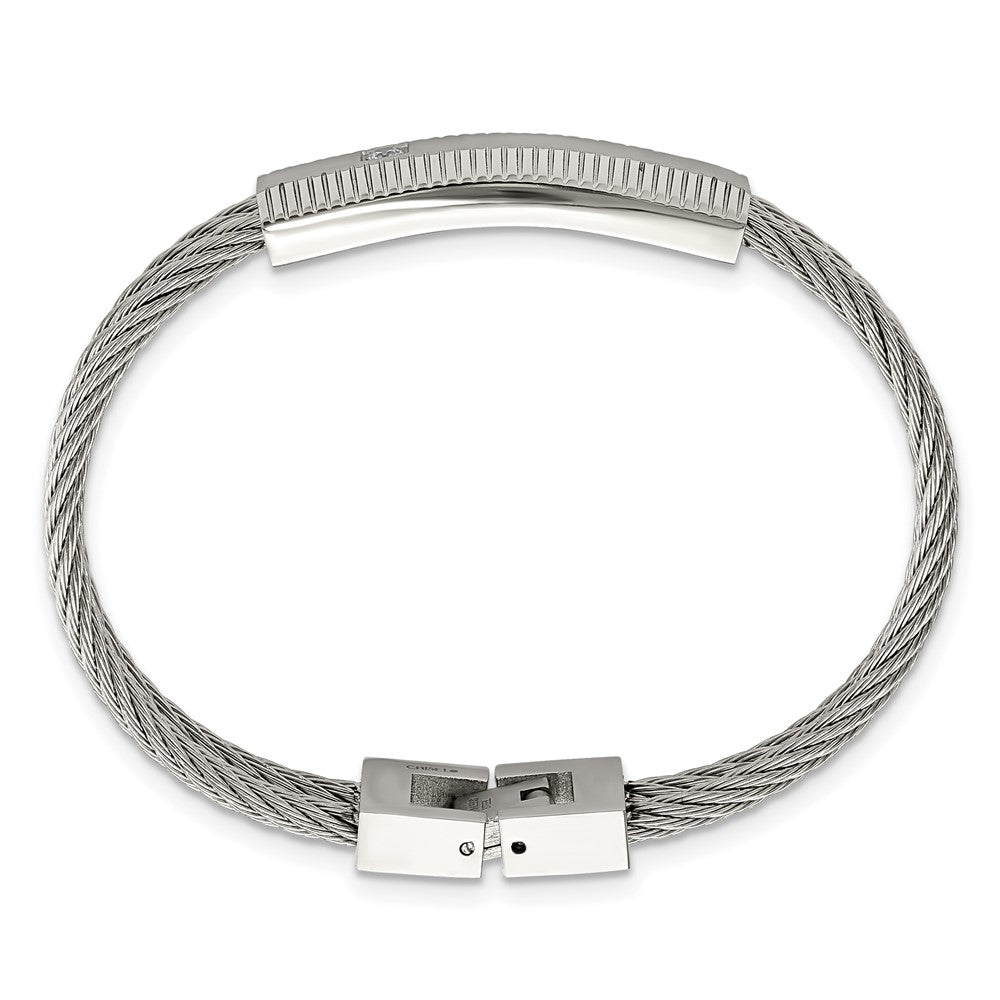 7 Zoll Edelstahl Poliert und Gebürstet Zirkonia Draht 7 Zoll Armband