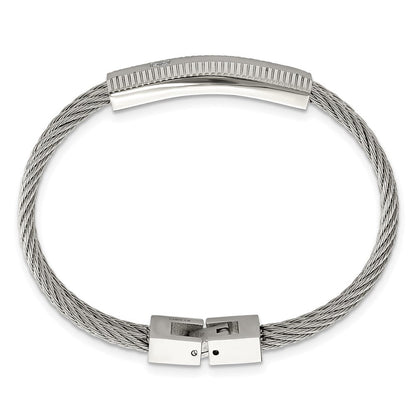 7 Zoll Edelstahl Poliert und Gebürstet Zirkonia Draht 7 Zoll Armband