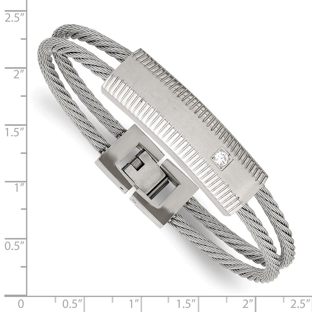 7 Zoll Edelstahl Poliert und Gebürstet Zirkonia Draht 7 Zoll Armband