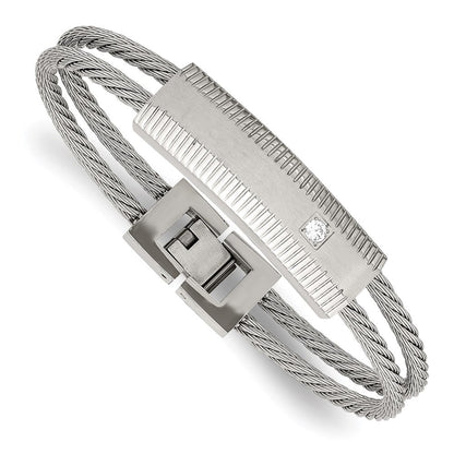 7 Zoll Edelstahl Poliert und Gebürstet Zirkonia Draht 7 Zoll Armband
