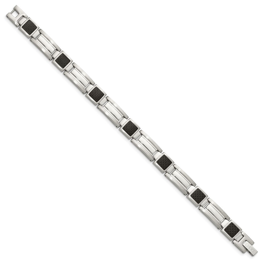 Edelstahl Chisel Poliert mit Schwarz Karbon Faser Einlage 8.75 Zoll Glieder Armband