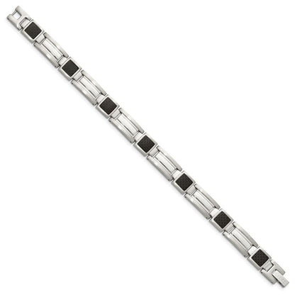 Edelstahl Chisel Poliert mit Schwarz Karbon Faser Einlage 8.75 Zoll Glieder Armband