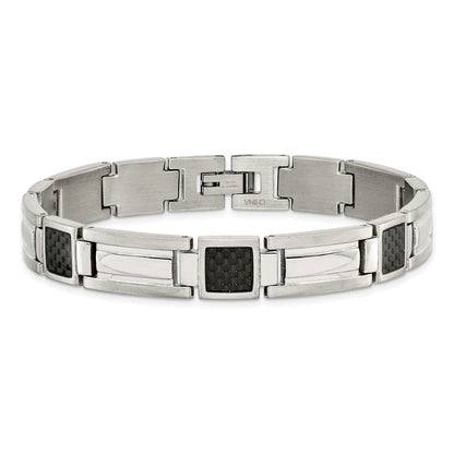 Edelstahl Chisel Poliert mit Schwarz Karbon Faser Einlage 8.75 Zoll Glieder Armband
