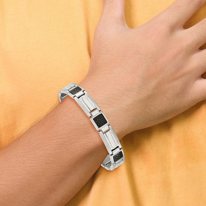 Edelstahl Chisel Poliert mit Schwarz Karbon Faser Einlage 8.75 Zoll Glieder Armband