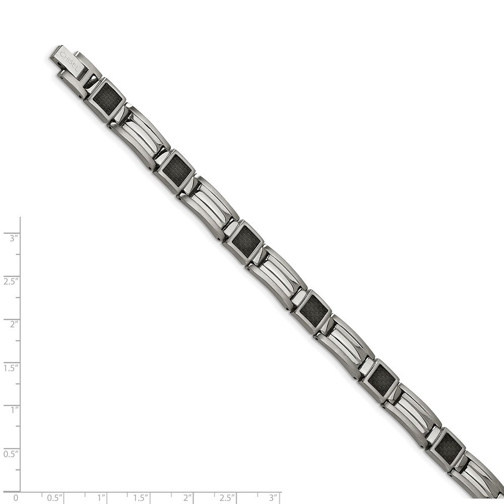 Edelstahl Chisel Poliert mit Schwarz Karbon Faser Einlage 8.75 Zoll Glieder Armband