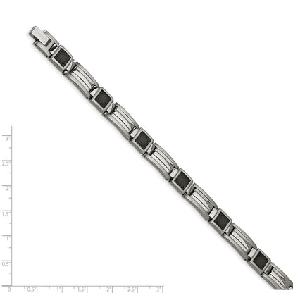 Edelstahl Chisel Poliert mit Schwarz Karbon Faser Einlage 8.75 Zoll Glieder Armband