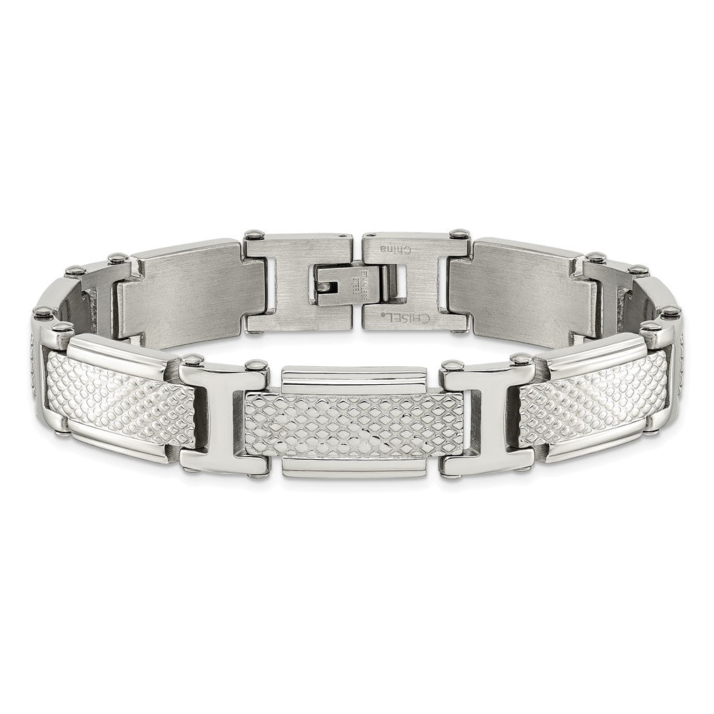 Edelstahl Chisel Poliert und Strukturiert 8.5 Zoll Glieder Armband
