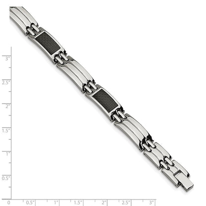 Edelstahl Chisel Gebürstet und Poliert mit Schwarz Karbon Faser Einlage 8.5 Zoll Glieder Armband