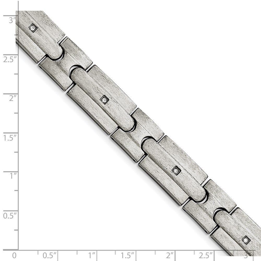 Edelstahl Chisel Gebürstet mit Zirkonia 8.25 Zoll Glieder Armband