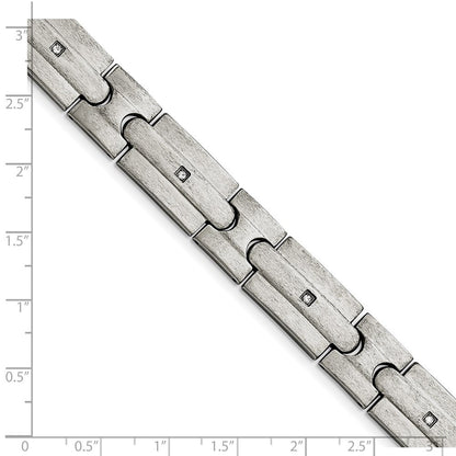 Edelstahl Chisel Gebürstet mit Zirkonia 8.25 Zoll Glieder Armband