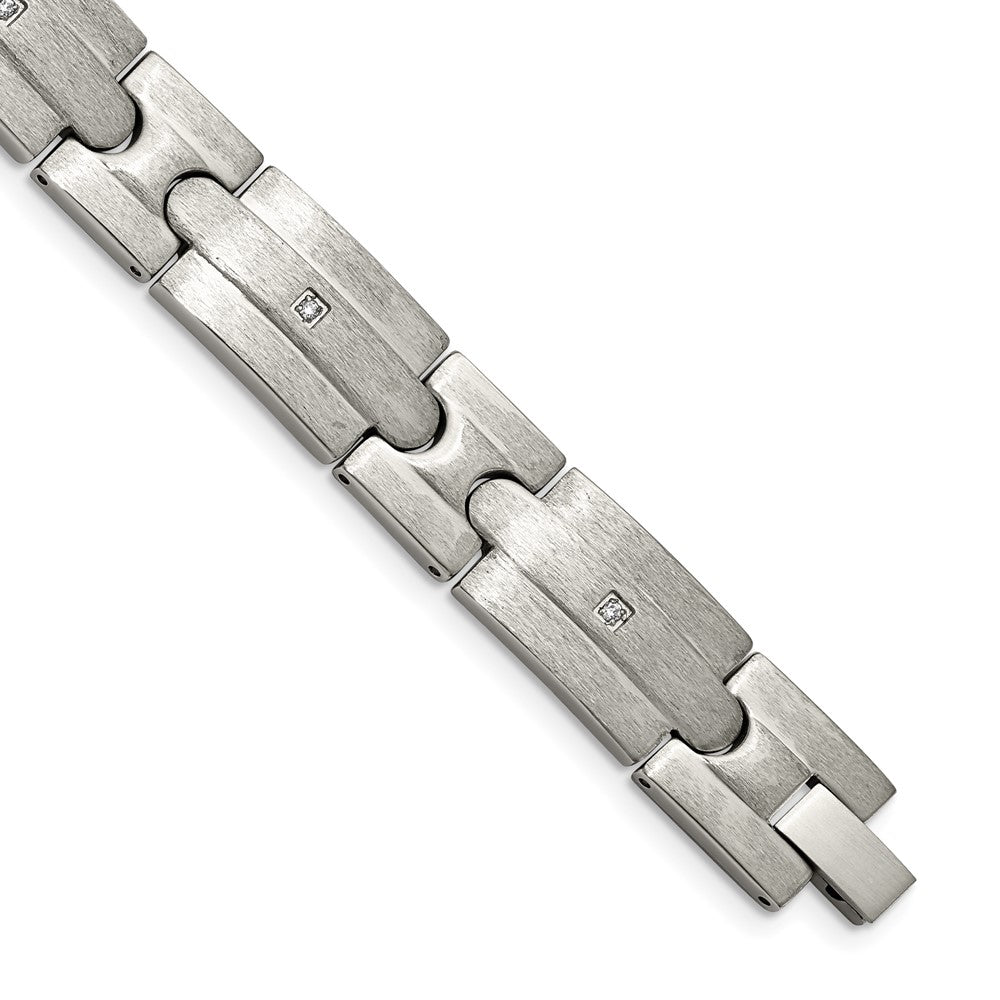 Edelstahl Chisel Gebürstet mit Zirkonia 8.25 Zoll Glieder Armband