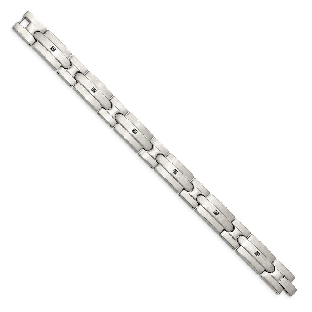 Edelstahl Chisel Gebürstet mit Schwarz Zirkonia 8.25 Zoll Glieder Armband