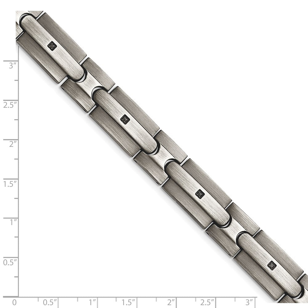 Edelstahl Chisel Gebürstet mit Schwarz Zirkonia 8.25 Zoll Glieder Armband