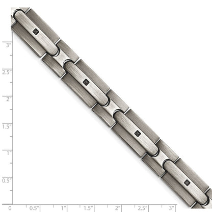 Edelstahl Chisel Gebürstet mit Schwarz Zirkonia 8.25 Zoll Glieder Armband