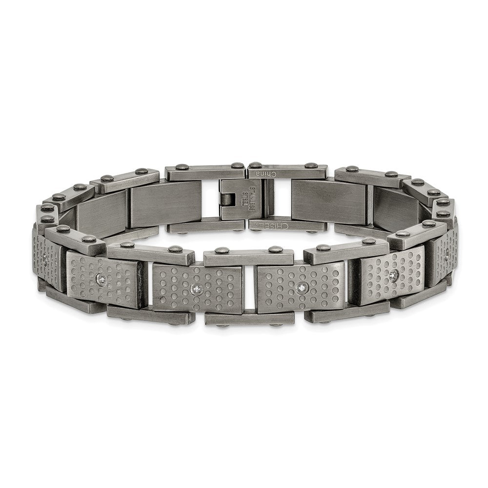 8.75 Zoll Edelstahl Gebürstet mit Zirkonia 8.75 Zoll Armband