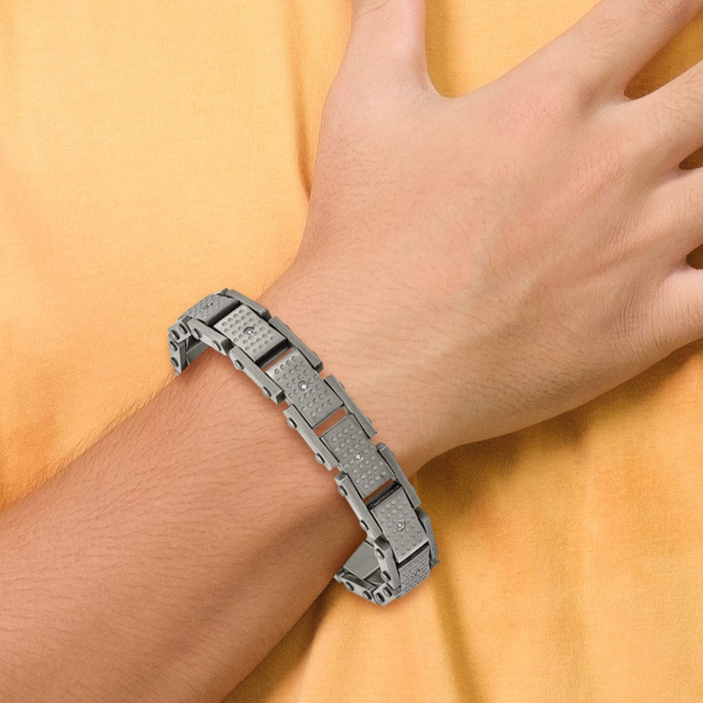 8.75 Zoll Edelstahl Gebürstet mit Zirkonia 8.75 Zoll Armband