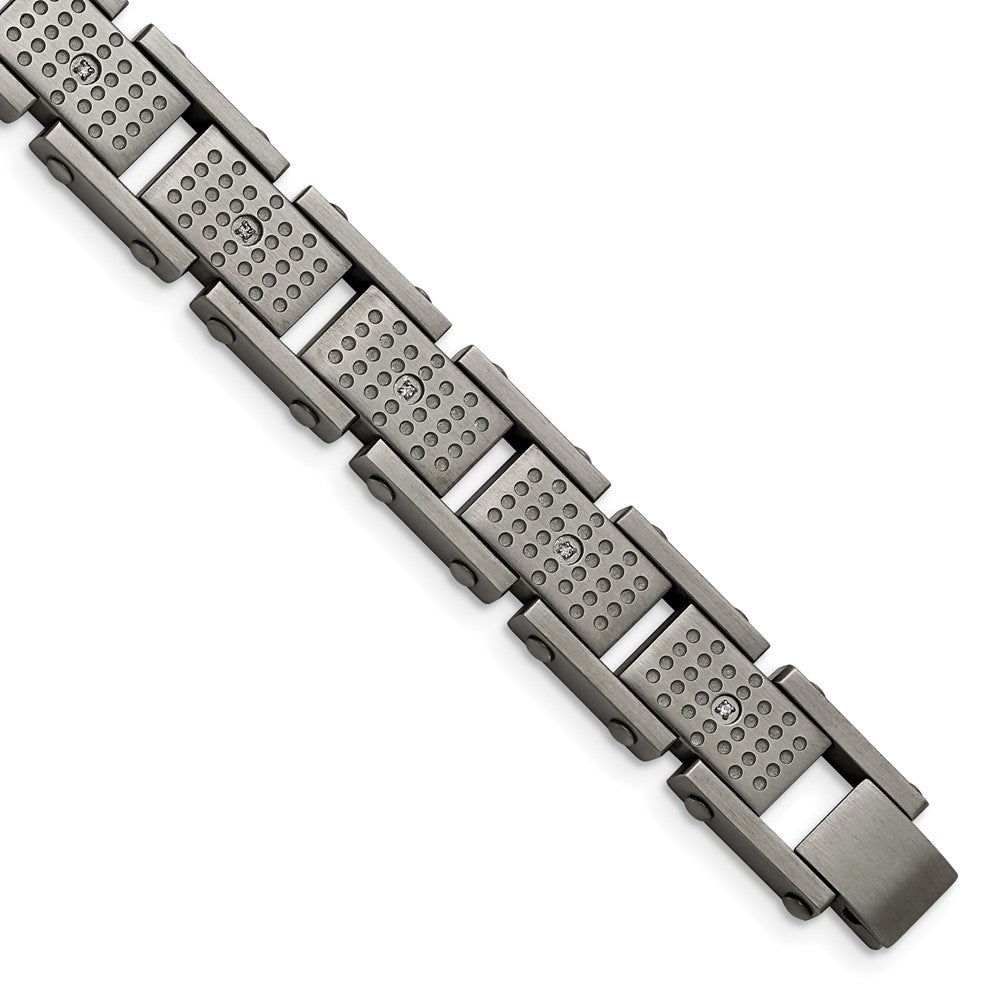 8.75 Zoll Edelstahl Gebürstet mit Zirkonia 8.75 Zoll Armband