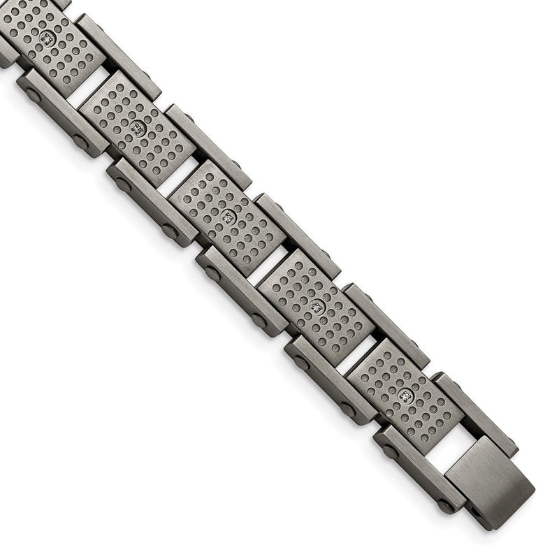 8.75 Zoll Edelstahl Gebürstet mit Zirkonia 8.75 Zoll Armband